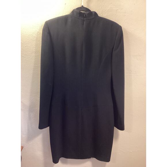 Les Copains Couture Black Evening Rhinestone Buttons Slit Cocktail Dress 42 S - Picture 8 of 9